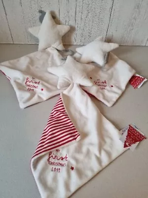 Matalan Star My First Christmas 2019 Baby Comforter Soft Toy Red Stripes X 3 • £8