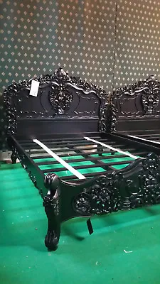 £1399 • Buy 5' King Size Mahogany French Style Rococo Bed Gothic Style Matt Black