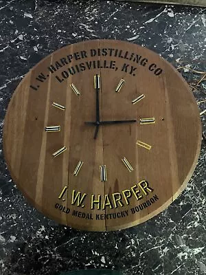 I.W. Harper I W Harper Bourbon Barrel Whiskey Head/ Top Clock 21” Diameter • $150