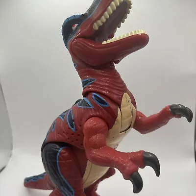 2004 Mattel Imaginext T-Rex Roaring Sound Poseable Dinosaur Red/Blue 10  • $12