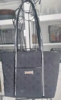 Vera Bradley Classic 2016 Quilted Black Fabric With  Patented Leather Tote  • $12