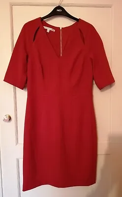 Maggy London Red Sheath Dress Size  UK 14 Knee Length Petites • £9.99