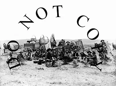 Antique Reproduction 8x10 Photograph Cowboys Eating Around Chuck Wagon # 8 • $11.99