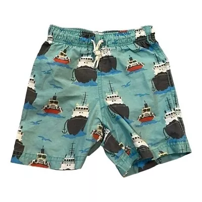Mini Boden Baby Boy Bathing Suit Swim Trunks Boat Print 1-2 • $25