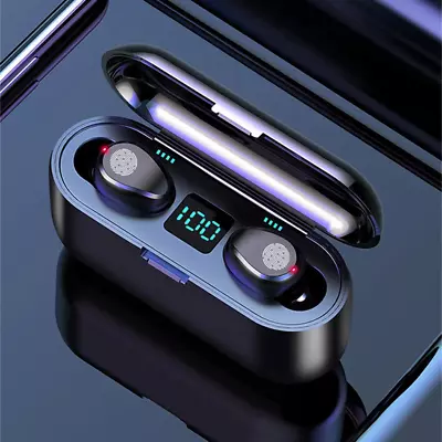 Bluetooth Earbuds Headset Wireless Noise Cancelling With Charging Case Black • $8.99