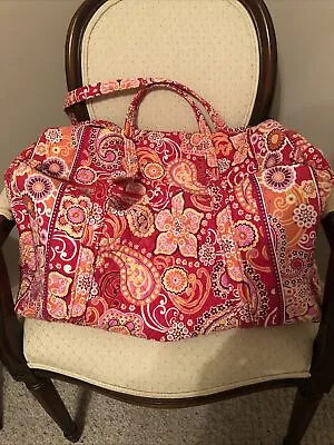 Vera Bradley Women's Large Duffle Bag Red Multicolored Paisley/Floral Pre-Owned • $22