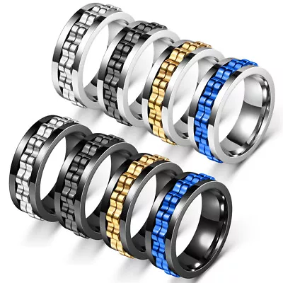 Anti-anxiety Spinner Fidget Rotating Ring Titanium Steel Finger Ring Men Women • $2.27