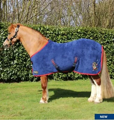 £39.99 • Buy *SALE*Cuddly Thelwell Teddy Fleece Pony Rug Navy/Red  With Embroidery