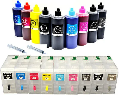 9x80ml Refillable Compatible Cartridge+9x100ml UltraChrom K3 Ink For Stylus 3800 • $179.99