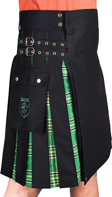 NEW Mens DSS Irish Scottish Traditional Kilt Black Green Size 48 NWT • $37.46