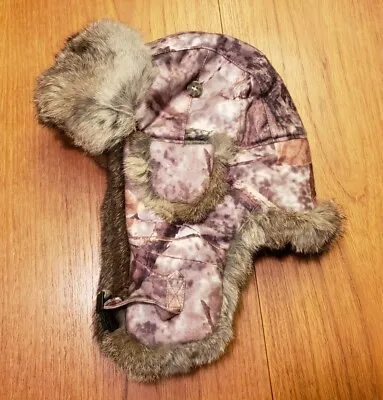 Mad Bomber *M* Cabelas Zonz Woodland Genuine Rabbit Fur Hunting Camo Trapper Hat • $39.99