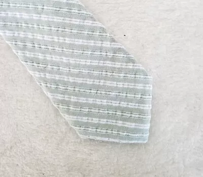 Dockers Slim Necktie Green And White Stripe Diagonal Stripes Handmade Cotton  • $13.59