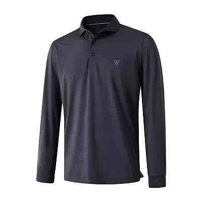 Mens Long Sleeve Polo Shirts UPF 50+ Sun Protection Casual Sport Mens Golf Po... • $55.97