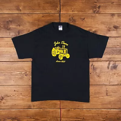 £11.75 • Buy Vintage Delta Tractor T Shirt Large Magnum Weight John Deere Tee Black R27448
