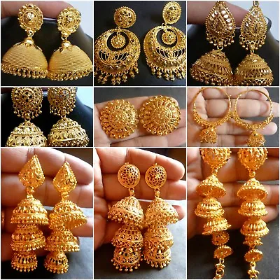 22K Gold Plated Indian Variation Different Earrings Jhumka Party Wedding Design  • $27.10