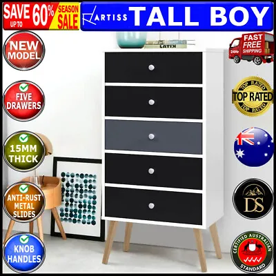 Artiss Chest Of Drawers Dresser Table Tallboy Storage Cabinet Furniture Bedroom • $121.52