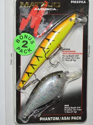 Matzuo Bonus 2 Pack Phantom & Asai Jerkbait Crankbait Tiger Silver Black • $9.95