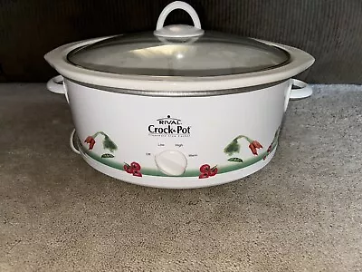 Vintage Rival Crock Pot 6Qt Family Size Removable Stoneware With Glass Lid 37601 • $32