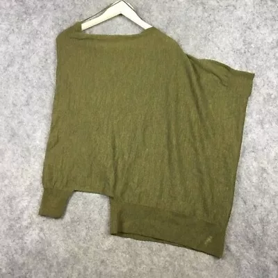 Moth Tunic Top M Wool Blend Asymmetric Slouchy Scrunchy Convertible Green Knit • $22.50