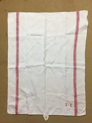 £10 • Buy Antique French Linen Hand Towel Drying Up Cloth Monogram ‘JC’ Unused