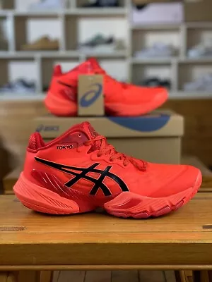 Asics METARISE 3% Breathable Volleyball High Men's Red Shoes Free Shipping • $155