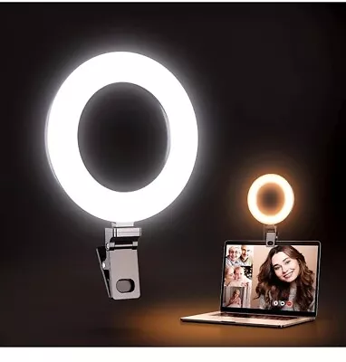 Kaiess Video Conference Lighting 6.5  Clip On Ring Light For Computer Laptop • $19.17