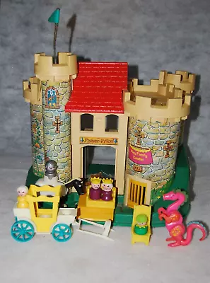 1974 Fisher Price Little People Castle W Pink Dragon King Queen Carriage • $149.99