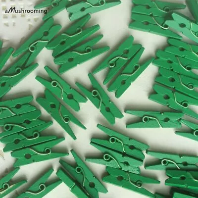 300x Green Mini Wooden Clothes Pegs For Favor Bag 25mm Mini  • £20.70