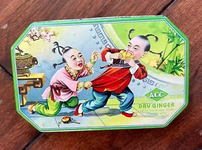 Vintage Dry Ginger Candy Tin Can 1940s Hong Kong Whimsical Humorous Kids Laugh • $54.90