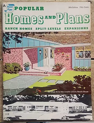 Popular Homes & Plans 1964 Architecture House Plan Ranch Mid Century Modern • $28