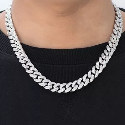 Cuban Link Chain Lab Created Diamond 925 Silver • $55