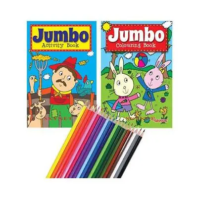 KIDS A4 Jumbo Activity Colouring Book Books Pencils OVER 144 PAGES • £3.79