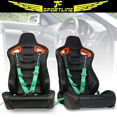 Universal Recline Racing Seat O. Bezel Dual Slider PU &Carbon & Cam-lock Belt X2 • $399.99