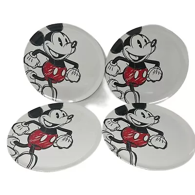 Set Of 4 Disney Zak! Designs Mickey Mouse Dinner Plates Melamine Sketch Mickey • $25.49