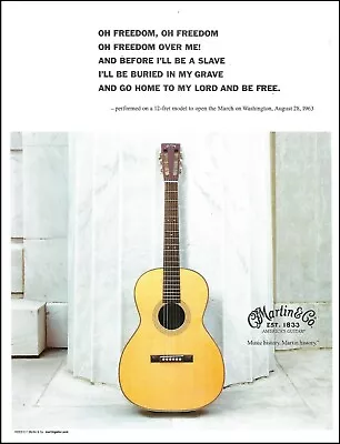 Martin 12-fret Acoustic Guitar Ad With Oh Freedom Lyrics Sang By Joan Baez 1963 • $4