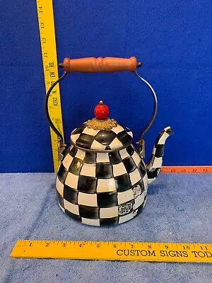 Mackenzie Childs Courtly Check Enamel Tea Kettle • $84.74