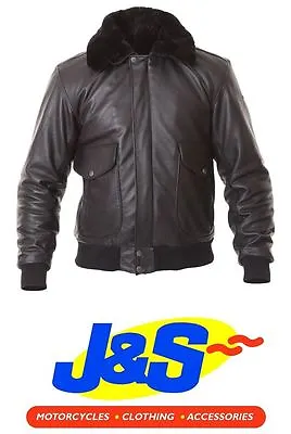 £199.99 • Buy Bks B-52 Bomber Leather Motorcycle Jacket Motorbike Black Cruiser Touring J&s
