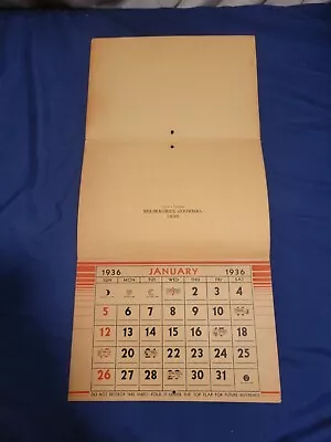 Vintage 1936 Milwaukee Journal Calendar • $9.99