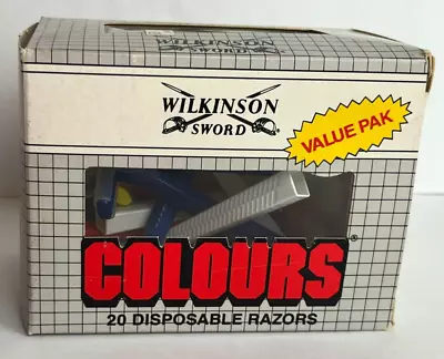 Vintage WILKINSON SWORD COLOURS Value Pak 20 Disposable Razors Germany NOS! • $22.12