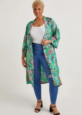 * Matalan BNWT  Papaya Curve Green Paisley Kimono (ST351) • £14.99