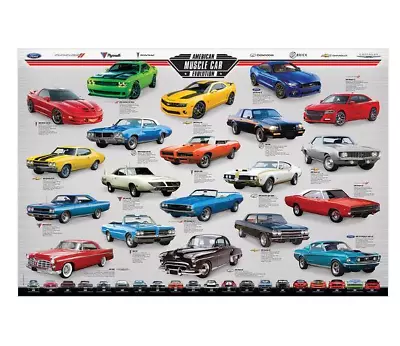 American Muscle Car Evolution Poster 36  X 24  MustangChallengerCamaro NEW • $33.99