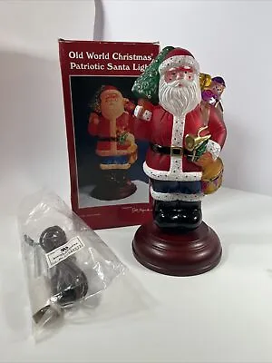 Old World Christmas Patriotic Santa Light GLASS 1996 Original Box EM Merck • $69.95