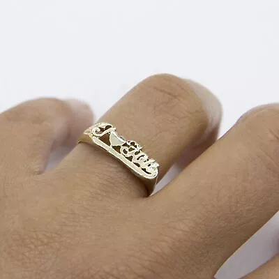 I Love You Script Signet Ring Solid Real 10K Yellow Gold • $126.49
