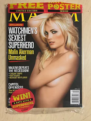 April 2009 Sealed Maxim #136 Malin Akerman Sexy Cover DC Watchmen Poster Inside • $39.99