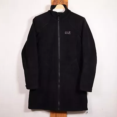 Jack Wolfskin Women's Longline Full Zip Fleece Jacket Black Size Medium UK 12-14 • £20