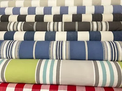 TICKING STRIPE Curtain Fabric By Romo Linen Cotton Material  140 Cm Wide Blue • £8.99