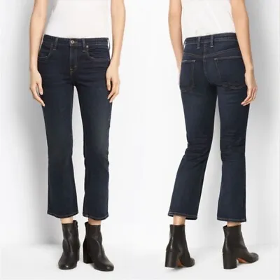Vince Dark Wash Blue Mid Rise Stretch Crop Flare Jeans Women's Size 26 • $55