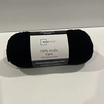 1 MAINSTAY Worsted Acrylic Yarn In BLACK MS20 397yds 7oz Brand New • $9.99