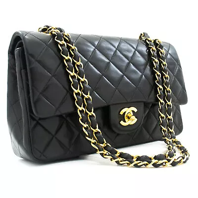 CHANEL Classic Double Flap 10  Chain Shoulder Bag Black Lambskin K39 • $7414