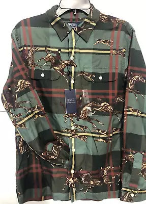 Polo Ralph Lauren Men's SZ M Dog Equestrian Button Up Fox Hunt Shirt Green • $109.99